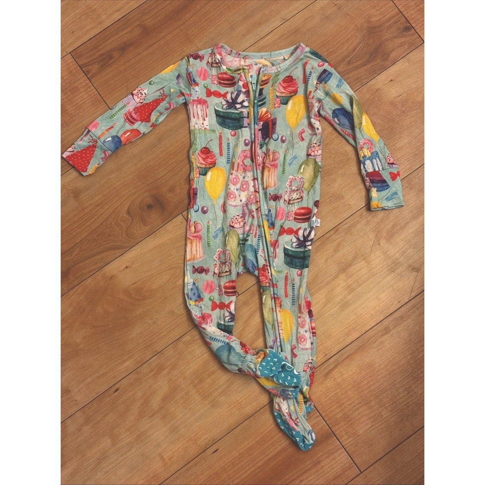Posh Peanut Baby Girls 6-9 Months Cupcakes Party Footed Sleeper Pajamas Bamboo